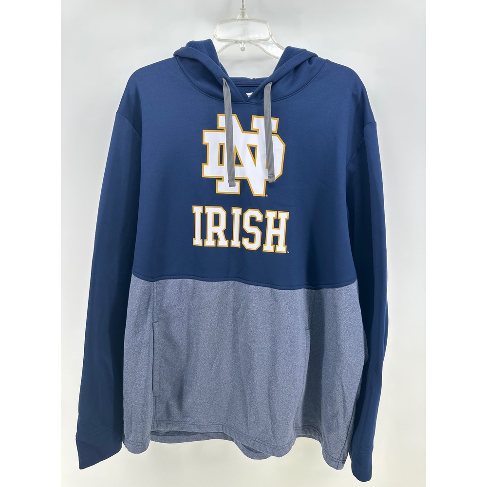 Fanatics Notre Dame Fighting Irish Hoodie Mens 2XL Navy Blue Gray Colorblock ND